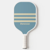 Retro Ocean Drie Dwars Strepen met Naam Pickleball Paddle (Achterkant)