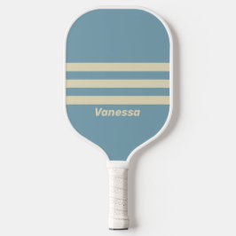 Retro Ocean Drie Dwars Strepen met Naam Pickleball Paddle