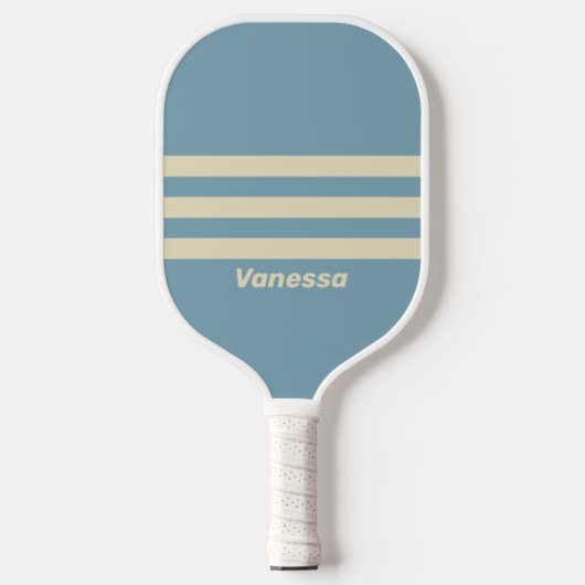 Retro Ocean Drie Dwars Strepen met Naam Pickleball Paddle (Voorkant)