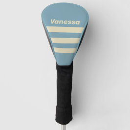 Retro Ocean Drie Overdwars Strepen met Naam Golfheadcover