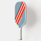 Retro Ocean Horizon Stripes met naam Pickleball Paddle (Links)