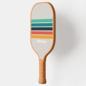 Retro Ocean Rainbow Across Striping met naam Pickleball Paddle (Links)