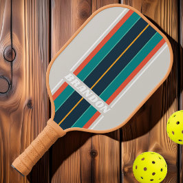Retro Ocean Regenboog Bord Strepen met Naam Pickleball Paddle