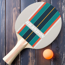 Retro Ocean Regenboog Bord Strepen met Naam Tafeltennisbatje