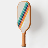 Retro Ocean Regenboog Gestreept met Naam Pickleball Paddle (Links)