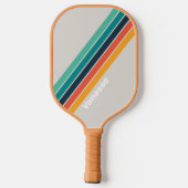 Retro Ocean Regenboog Gestreept met Naam Pickleball Paddle (Achterkant)