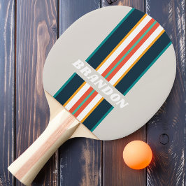 Retro Ocean Regenboog Rallestreep met Naam Tafeltennisbatje