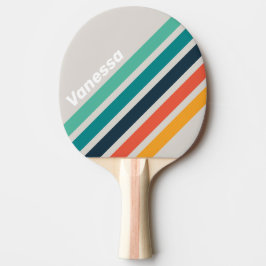 Retro Ocean Regenboog Schuin Strepen met Naam Tafeltennisbatje