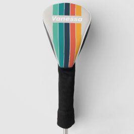 Retro Ocean Regenboog Speld Gestreept met Naam Golfheadcover