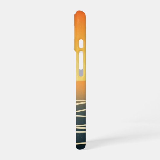 Retro Ocean Sunset Waves iPhone 16 Hoesje (Linkerkant)