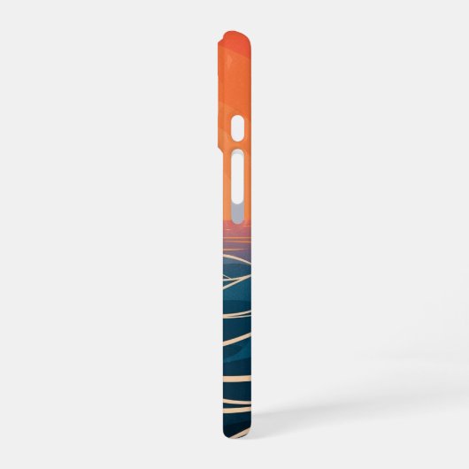 Retro Ocean Sunset Waves iPhone 16 Hoesje (Linkerkant)