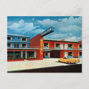 Retro Ocean Uitzicht Motel  Briefkaart
