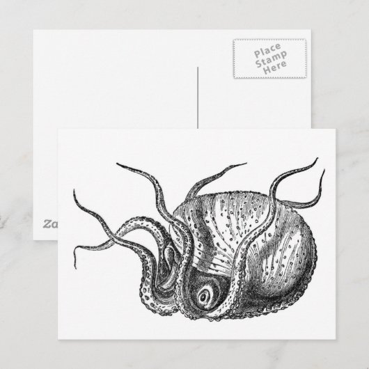 Retro Octopus Briefkaart (Voorkant / Achterkant)