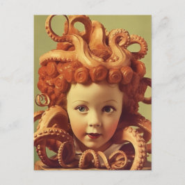 Retro Octopus Doll Head Assemblage Briefkaart