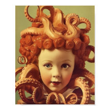 Retro Octopus Doll Head Assemblage