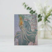 Retro Octopus en Kaartcollage Briefkaart (Staand voorkant)