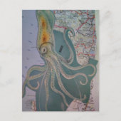 Retro Octopus en Kaartcollage Briefkaart (Voorkant)