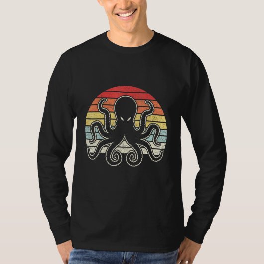  retro octopus kraken oceaan t-shirt (Voorkant)