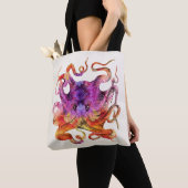 Retro  Octopus Tie Dye Waterverf Paars Tote Bag (Dichtbij)