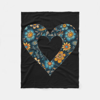 Retro Oekraïense stijl bloempatroon Oekraïne hart Fleece Deken