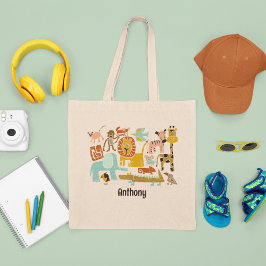 Retro Oerwoud Dieren Schattige gepersonaliseerd Tote Bag