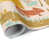 Retro Oerwoud Dieren Schattige Patroon Cadeaupapier (Rol Hoek)