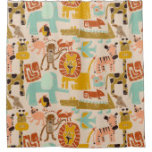 Retro Oerwoud Dieren Schattige Patroon Douchegordijn (Voorkant)