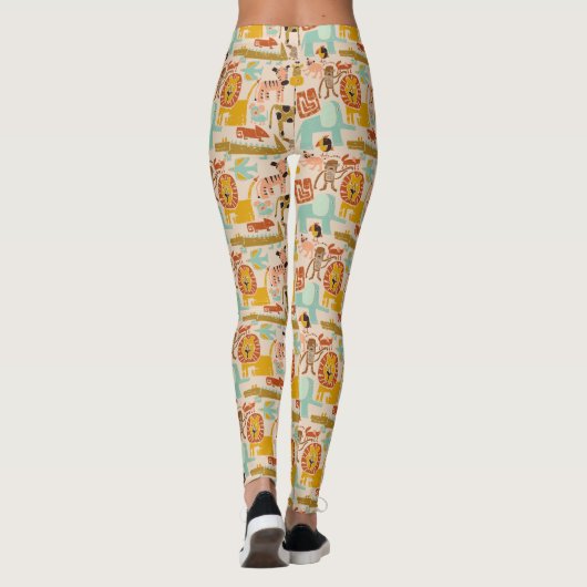 Retro Oerwoud Dieren Schattige Patroon Leggings (Achterkant)