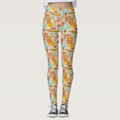 Retro Oerwoud Dieren Schattige Patroon Leggings (Voorkant)