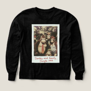 Retro Oerwoud Familie Ezel Crew Lange Mouw T-shirt