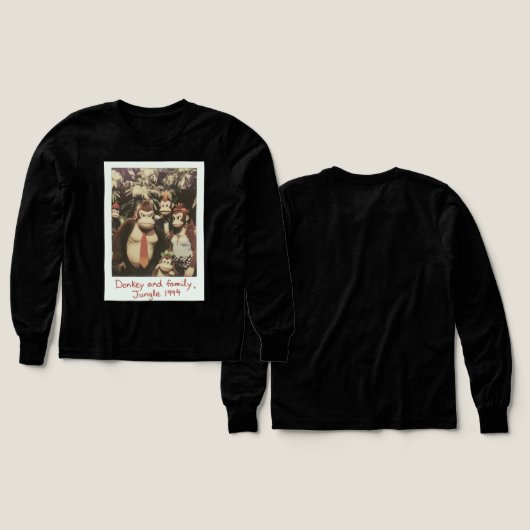 Retro Oerwoud Familie Ezel Crew Lange Mouw T-shirt (Voorkant /achterkant)