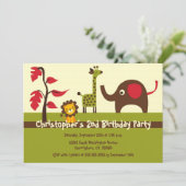 Retro oerwouden jongen verjaardagsfeest kaart (Staand voorkant)