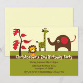 Retro oerwouden jongen verjaardagsfeest kaart (Voorkant / Achterkant)