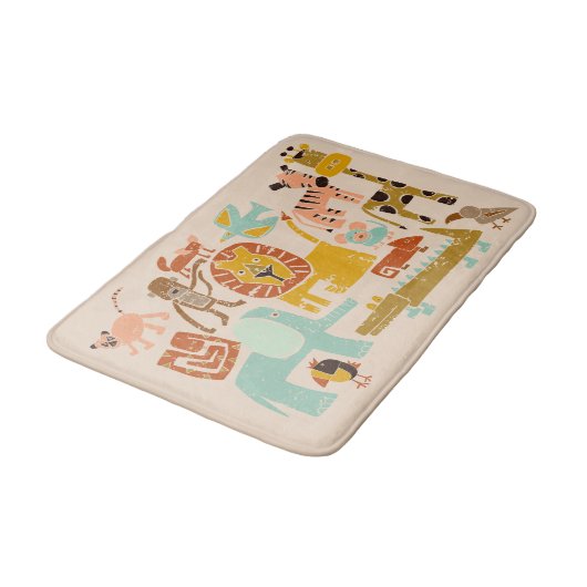 Retro Oerwouden Schattige geïllustreerd Badmat (Gekanteld)