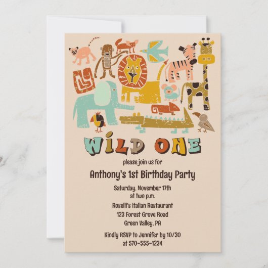 Retro Oerwouden Wild Een Eerste Verjaardag Kaart (Voorkant)