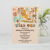 Retro Oerwouden Wild Een Eerste Verjaardag Kaart (Staand voorkant)