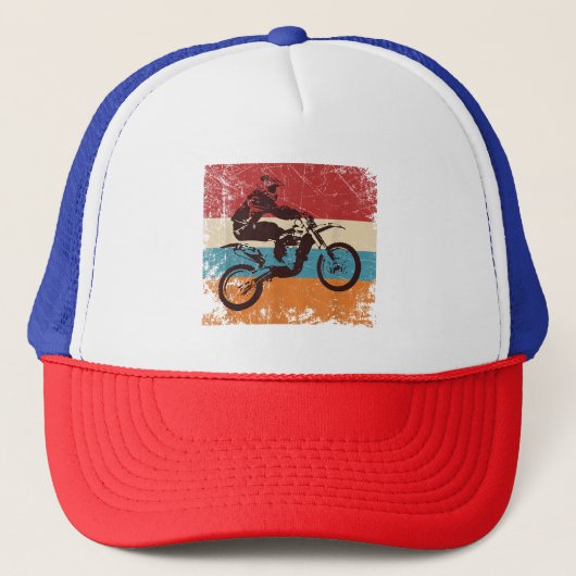 Retro Off Road Motorcycle Motocross Enduro Trucker Pet (Voorkant)
