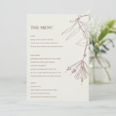 RETRO OFF WHITE BLUSH LINE DRAWING FLORAL MENU (Staand voorkant)
