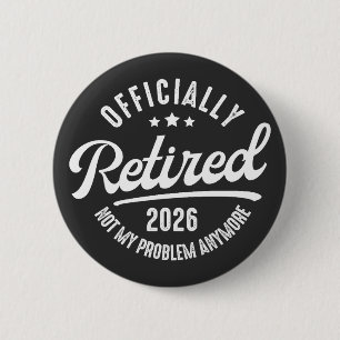 Retro Officieel Met Pensioen 2026 Funny Pensioen Ronde Button 5,7 Cm