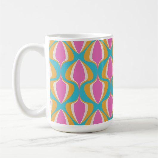 Retro Ogee  Blue Orange Pink Koffiemok (Links)