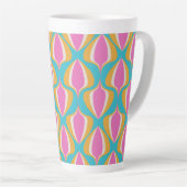 Retro Ogee Blue Orange Pink Latte Mok (Rechterhoek)