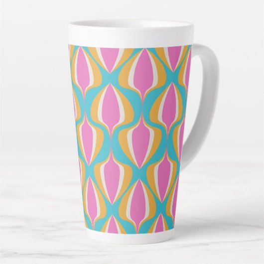 Retro Ogee Blue Orange Pink Latte Mok (Rechterhoek)