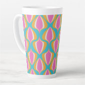 Retro Ogee Blue Orange Pink Latte Mok (Linkerhoek)