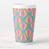 Retro Ogee Blue Orange Pink Latte Mok (Voorkant)