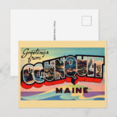 Retro Ogunquit ME Greetings Postcard Briefkaart (Voorkant / Achterkant)