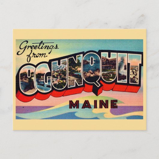 Retro Ogunquit ME Greetings Postcard Briefkaart (Voorkant)