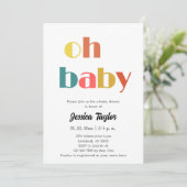 Retro Oh Baby Baby shower Uitnodiging (Staand voorkant)