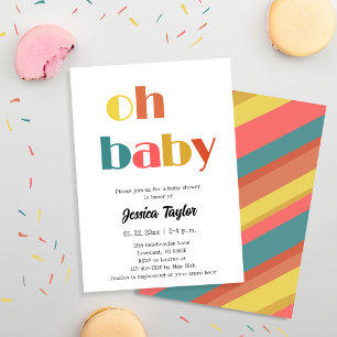 Retro Oh Baby Baby shower Uitnodiging