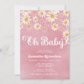 Retro Oh Baby Daisy Baby shower Uitnodiging (Voorkant)