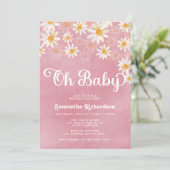 Retro Oh Baby Daisy Baby shower Uitnodiging (Staand voorkant)